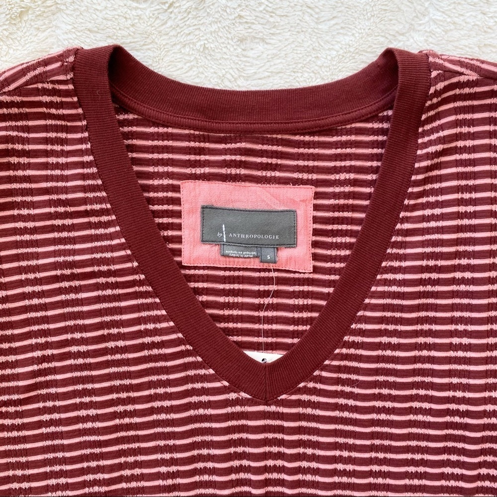 Anthropologie ribbed pink marois Hannah v neck top 70’s 80’s inspired small - Picture 8 of 14